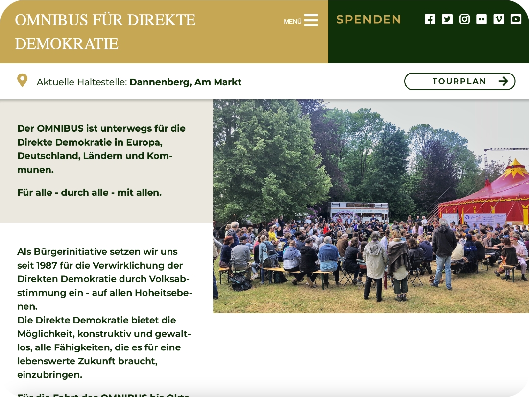 Skjermdump av nettstedet til tyske Omnibus für direkte demokratie