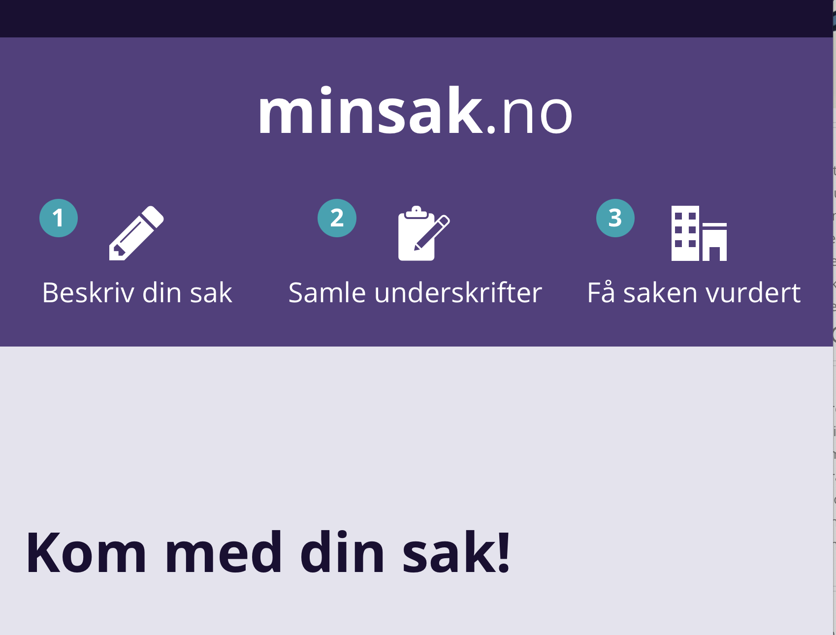 Skjermdump fra minsak.no