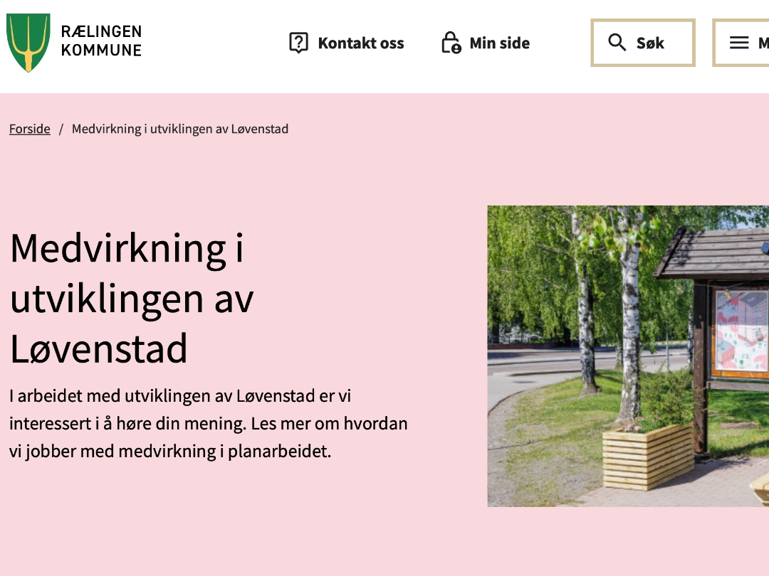 Faksimile fra nettstedet til Rælingen kommune som ikke lar innbyggerne komme med sine ideer før byråkratene har utviklet sine egne i kostbare mulighetsstudier