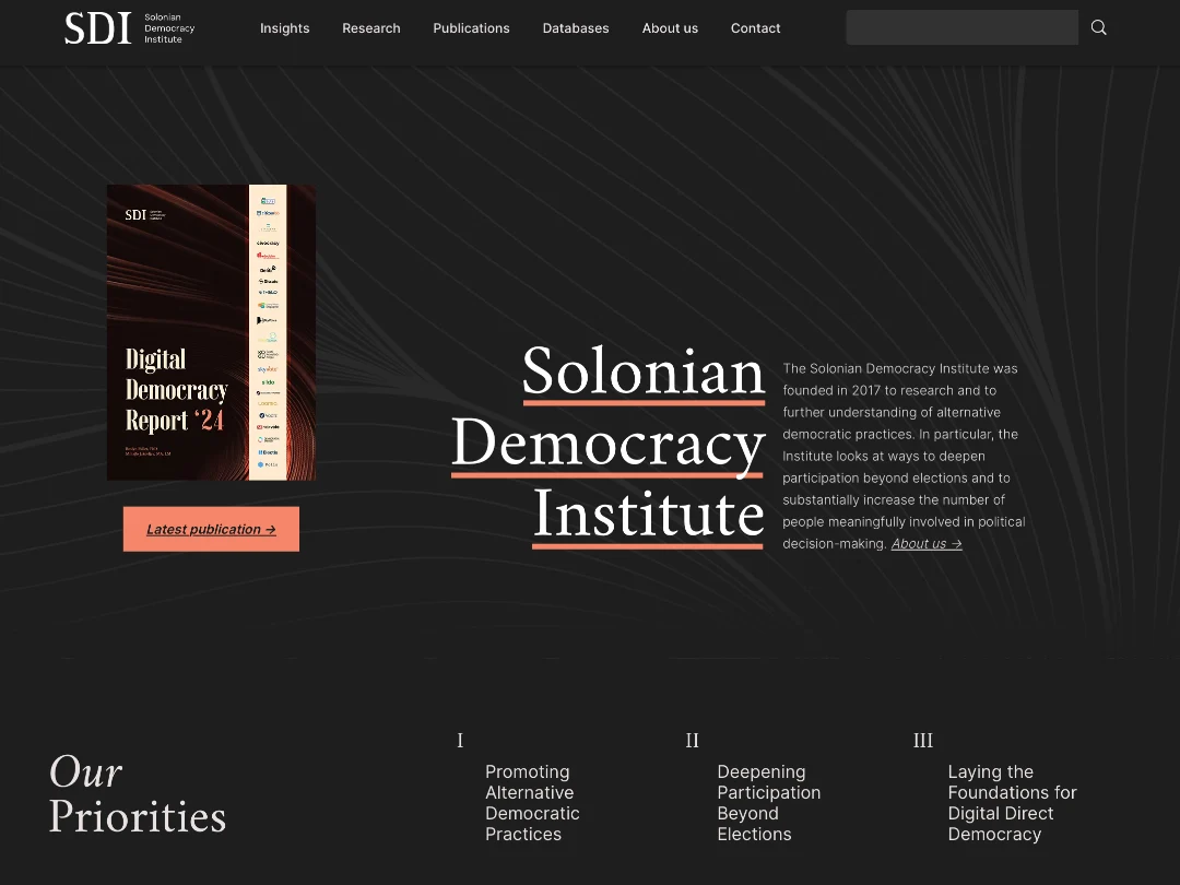Solonian Democracy Institute home page Screen dump of home page Solonian Democracy Institute